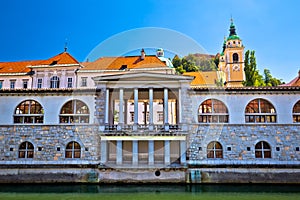 Green Ljubljanica riverfront in Ljubljana