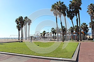 Green loan beside original muscle beach at the Santa Monica beach , Los Angeles , California, USA photo