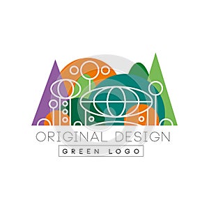 Green logo original design logo, colorful city landscape skyline vector Illustration on a white background