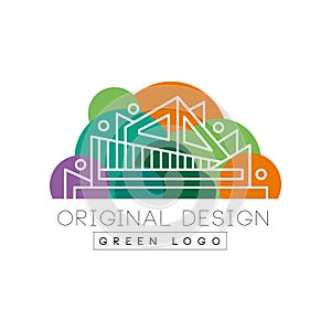 Green logo original design logo template, colorful city landscape, building construction vector Illustration on a white