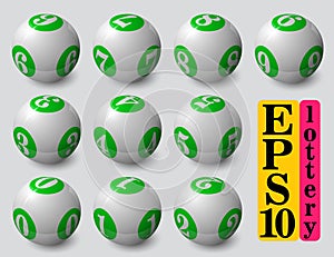Green lottery balls set