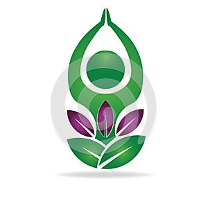 Green lotus yoga man logo concept illustration.