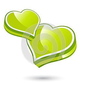 Green love hearts