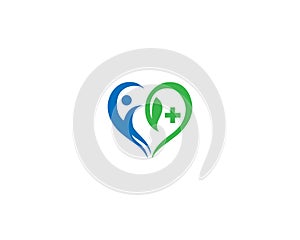 Green Love People Health Care Logo Design