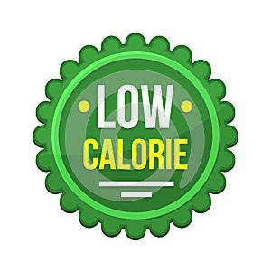 Green Low-Calorie Product Label on White Background. Vector