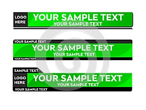 Green Lower third vector design with overlay strip text video. News Lower Thirds Pack Template. Vector illustration.
