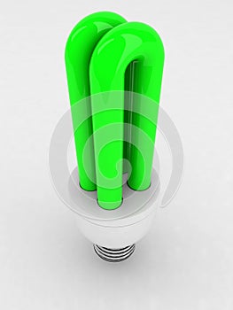 Green luminescent light bulb photo