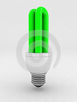 Green luminescent light bulb photo
