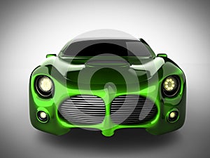 Green luxury brandless sport car on white background