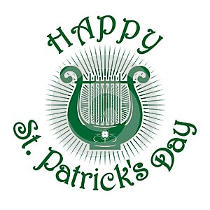 Green lyre icon. Happy St. Patricks Day