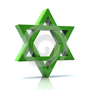 Green Magen David star 3d illustration