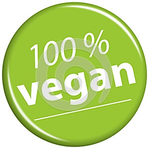 green magnet with text 100% vegan