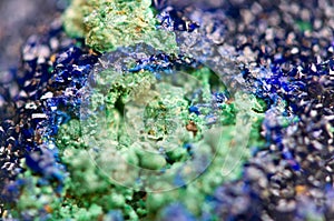 Green Malachite and Azurite Crystals deep blue copper mineral M