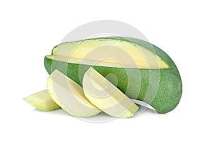 green mango isolated on white