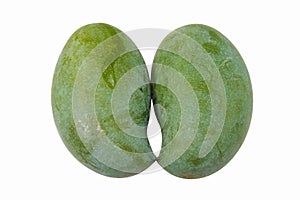 Green mango isolated white background