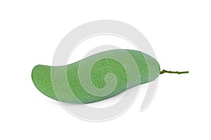 green mango with leaf isolated on white