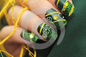 Green manicure square shape .