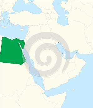 Green map of EGYPT inside beige map of the Middle East