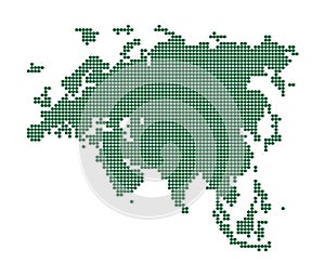 Green map of Eurasia.