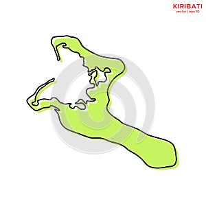 Green Map of Kiribati with Outline Vector Design Template. Editable Stroke