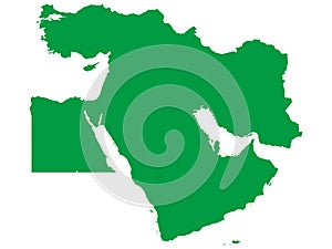 Green map of Middle East