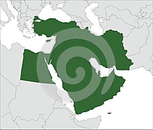 Green map of the MIDDLE EAST