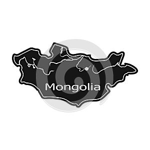 Green map of Mongolia.Mongolia on the world map.Mongolia single icon in black style vector symbol stock illustration.