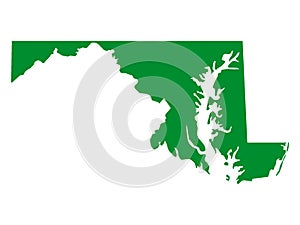 Green Map of US State of Maryland