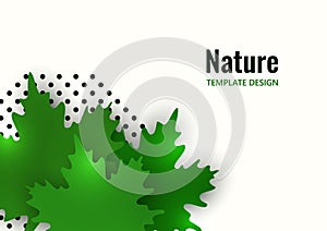 Green maple leaves on a white background. Summer creative design. Vector