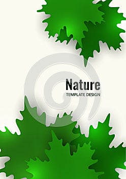 Green maple leaves on a white background. Summer creative design. Vector