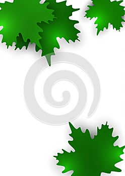 Green maple leaves on a white background. Summer creative design. Vector