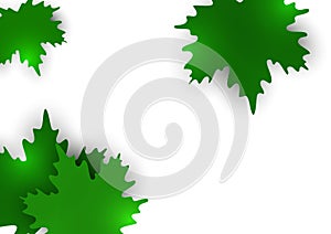 Green maple leaves on a white background. Summer creative design. Vector