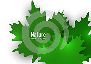 Green maple leaves on a white background. Summer creative design. Vector