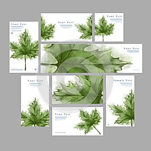 Green Maple Stationery Set of Cards, Banners, Letterheads etc.