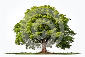 Green maple tree isolated on white background for landscape and architecture design. Generative AI