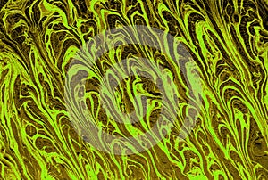 Green marble abstract acrylic background. Marbling artwork texture. Agate ripple pattern. Gold powder.