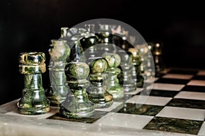Green marble chess board