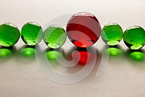 Green Marbles with One Red Marble In A Row