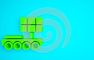 Green Mars rover icon isolated on blue background. Space rover. Moonwalker sign. Apparatus for studying planets surface