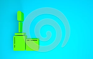 Green Mascara brush icon isolated on blue background. Minimalism concept. 3d illustration 3D render