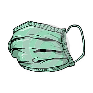 Green Masker for self Protection Vector Illustration