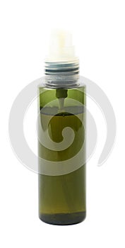 Green massage oil bottle isolated