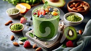 Green matcha smoothie, Ai generated image
