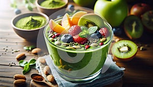 Green matcha smoothie, Ai generated image