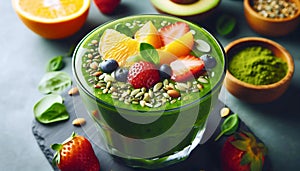 Green matcha smoothie, Ai generated image