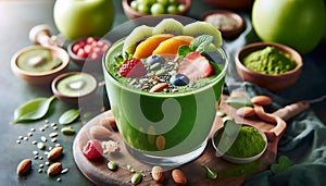 Green matcha smoothie, Ai generated image