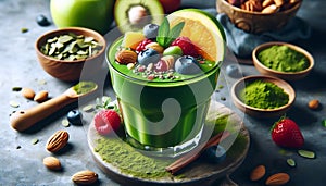 Green matcha smoothie, Ai generated image