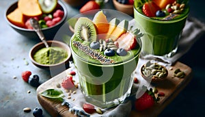 Green matcha smoothie, Ai generated image