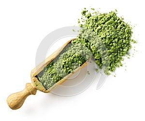 Green matcha tea powder