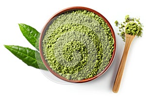 Green matcha tea powder